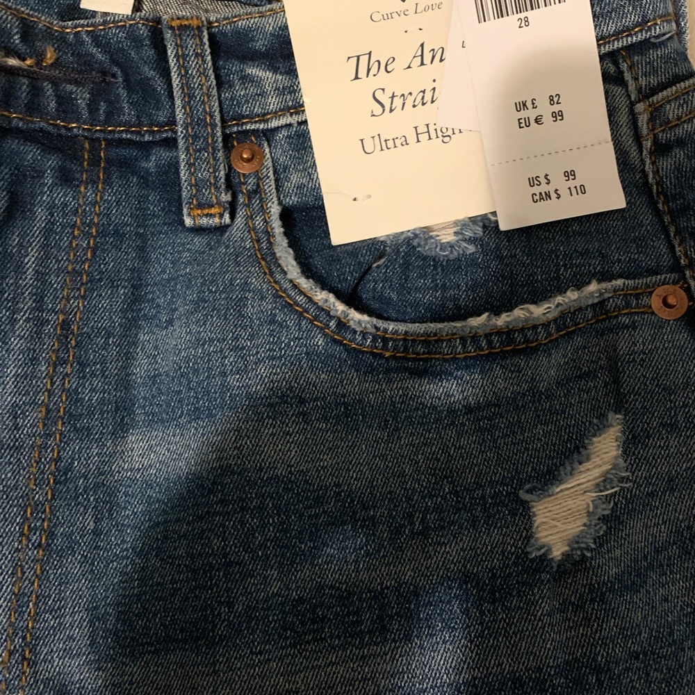 Abercrombie&Fitch, Curve Love ultra high rise ankle straight jeans, size 28, 6R